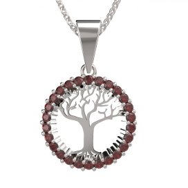 BG přívěs český granát strom života 045S Stříbro 925 - rhodium Granát