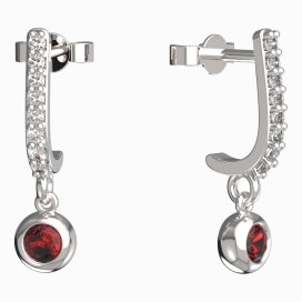BeKid dětské náušnice 102 Bílé zlato - 585 Červený kubický zirkon