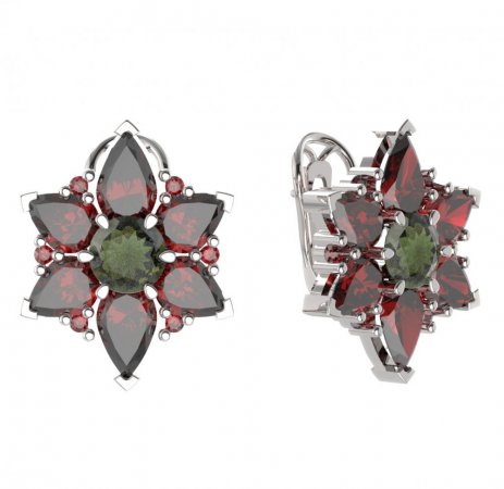 BG  earring 409-R7 soliter - Metal: Silver 925 - rhodium, Stone: Garnet
