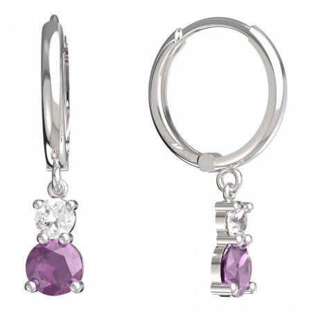BeKid, Gold kids earrings -857 - Switching on: Circles 15 mm, Metal: White gold 585, Stone: Pink cubic zircon