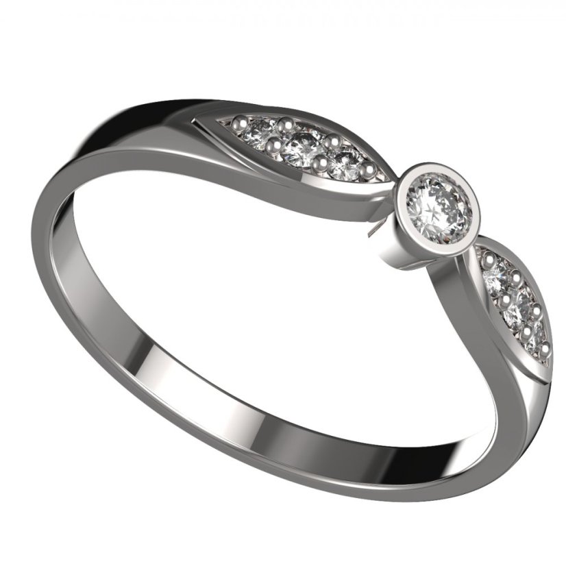 BG zlatý  prstýnek 1151 /zásnubní-snubní/ Bílé zlato - 585 Diamant