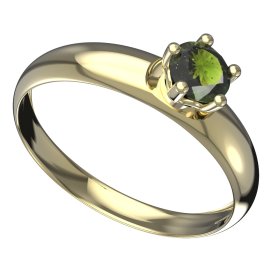 BG vltavínový prsten 874T Žluté zlato - 585 Vltavín