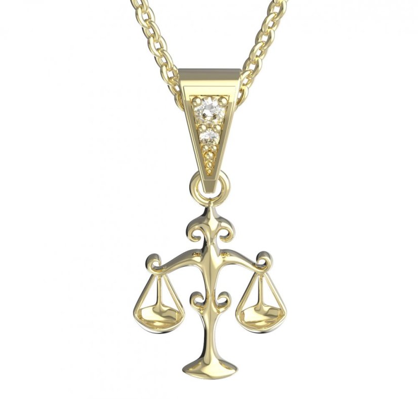 BG zlatý přívěšek Váhy 040 Žluté zlato - 585 Diamant