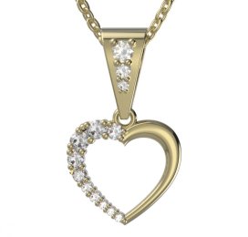 BG zlatý diamantový přívěšek srdíčko 1255 Žluté zlato - 585 Diamant lab-grown