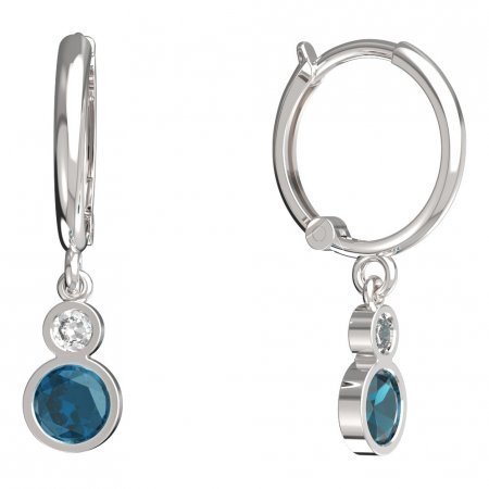 BeKid, Gold kids earrings -864 - Switching on: Circles 12 mm, Metal: White gold 585, Stone: Light blue cubic zircon