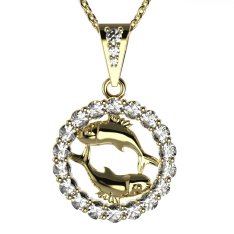 BG zlatý diamantový přívěšek Ryby 044 Žluté zlato - 585 Diamant lab-grown