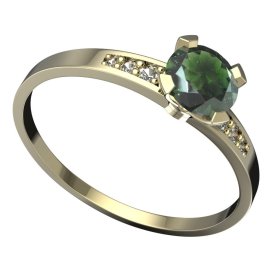 BG vltavínový prsten 558J Žluté zlato - 585 Vltavín a diamant