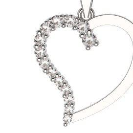 BG zlatý diamantový přívěšek srdíčko 1253 Bílé zlato - 585 Diamant lab-grown