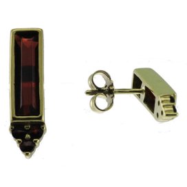 BG náušnice český přírodní granát  902 Žluté zlato - 585 Granát