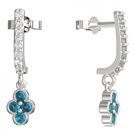 BeKid, Gold kids earrings -295 - Switching on: Pendant hanger, Metal: White gold 585, Stone: Light blue cubic zircon