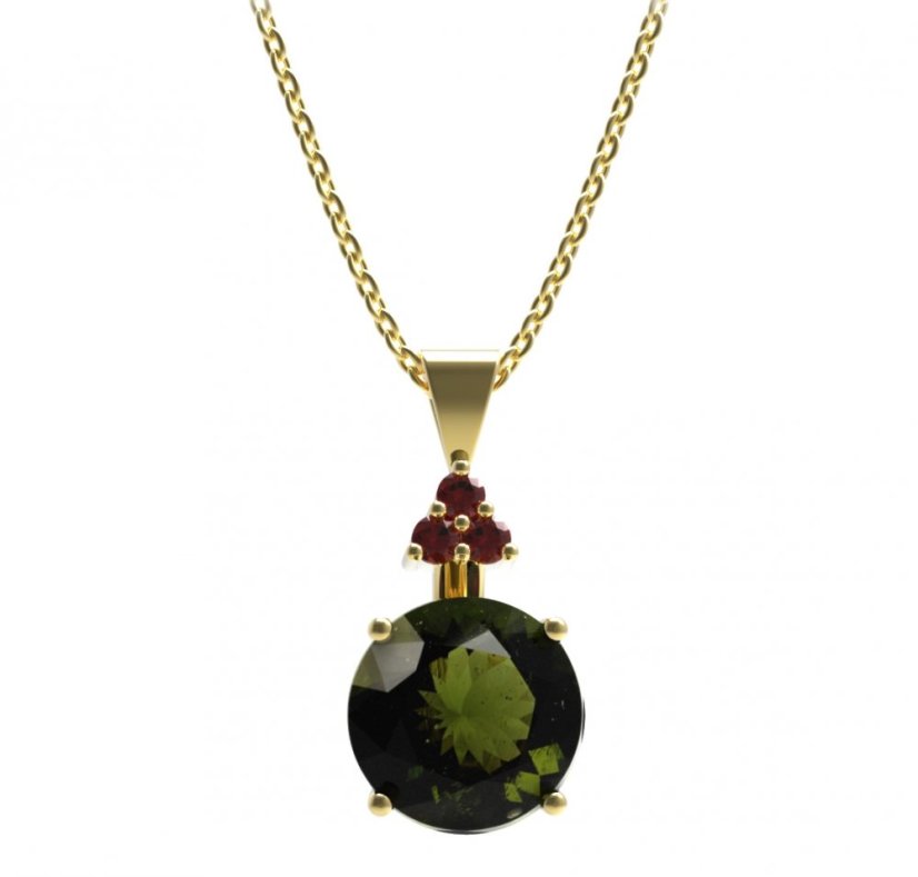 BG přívěs kruhového tvaru 475-87 Stříbro 925 - pozlacené Vltavín a granát