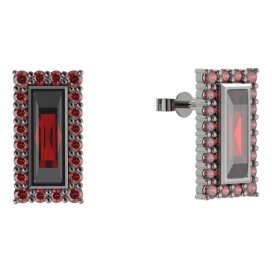 BG náušnice čtverec -  837 Stříbro 925 - ruthenium (30-90dní) Granát