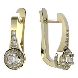BG zlaté náušnice 651 Žluté zlato - 585 Bílý kubický zirkon