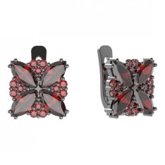 BG náušnice solitérního tvaru 408-07 Stříbro 925 - ruthenium (30-90dní) Granát