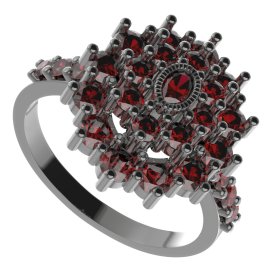 BG prsten 009-Z oválného tvaru Stříbro 925 - ruthenium (30-90dní) Granát