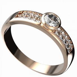 BG zlatý diamantový prstýnek 555 F Růžové zlato 585 (30-90dní) Diamant lab-grown
