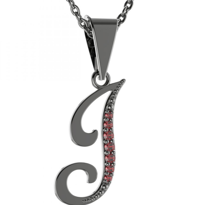 Stříbrný přívěsek s českým granátem, ruthenium – 1218
