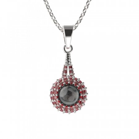 BG přívěs s přírodní perlou 540-G - Kov: Stříbro 925 - rhodium, Kámen: Granát a perla