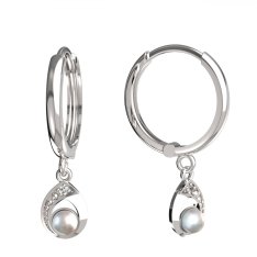 BeKid dětské náušnice 1242 s bílou perlou Bílé zlato - 585 Bílý kubický zirkon