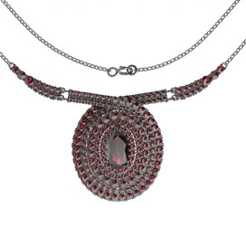 BG náhrdelník 360 Stříbro 925 - ruthenium (30-90dní) Granát