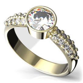 BG zlatý prstýnek 721 Žluté zlato - 585 Diamant