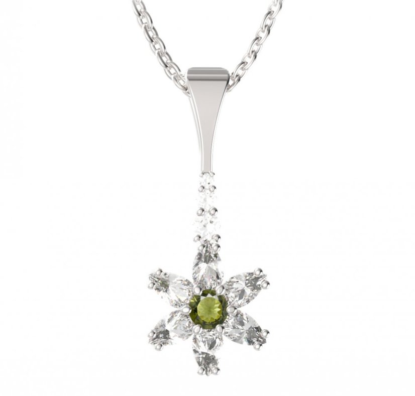 BG přívěs ve tvaru hvězdy 520-B Stříbro 925 - rhodium Vltavín a  kubický zirkon