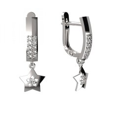 BG zlaté náušnice hvězdička 824 Bílé zlato - 585 Diamant