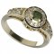 BG ring moldavit circular stone 651 - Metal: Yellow gold 585, Stone: Moldavite and diamond