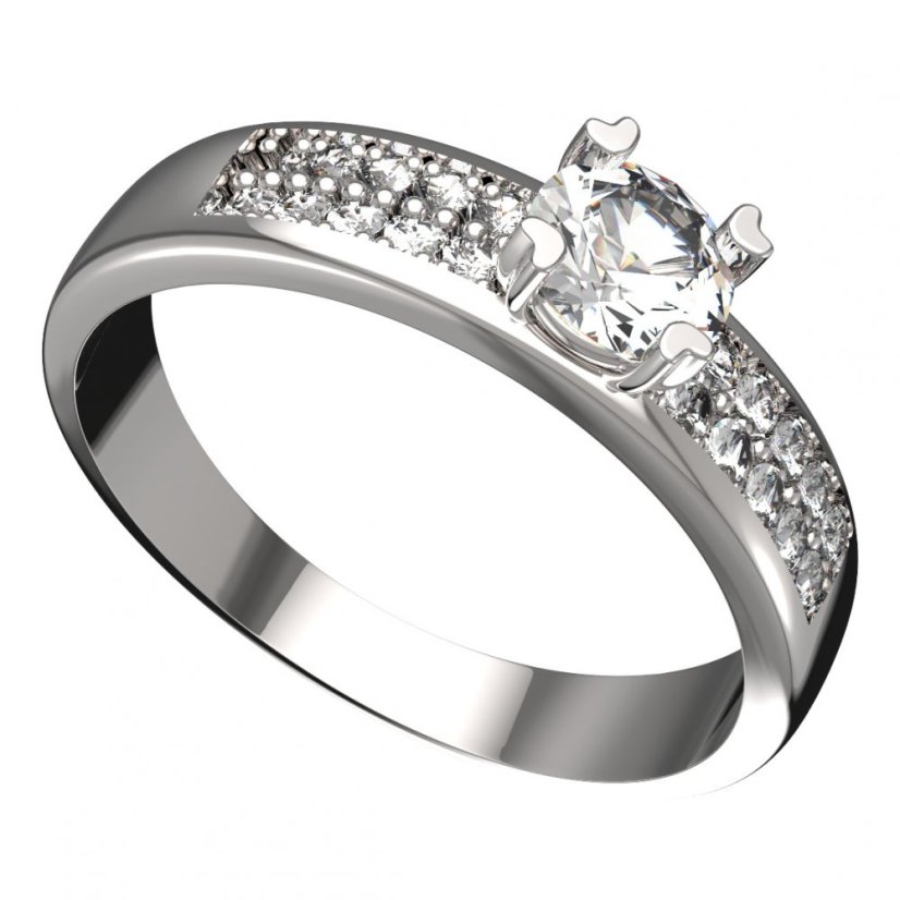 BG zlatý prstýnek 885 F Bílé zlato - 585 Diamant