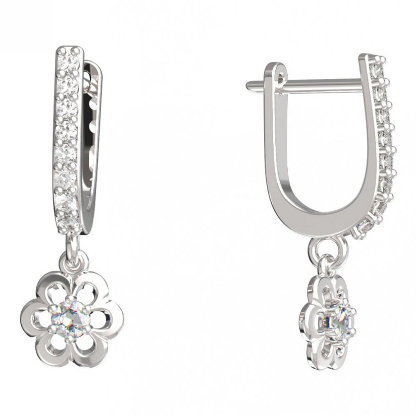BeKid dětské náušnice šestilístek 842 Bílé zlato - 585 Diamant