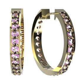 BG zlaté náušnice 808 Žluté zlato - 585 Růžový kubický zirkon