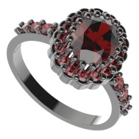 BG prsten 435-Z oválného tvaru Stříbro 925 - ruthenium (30-90dní) Granát