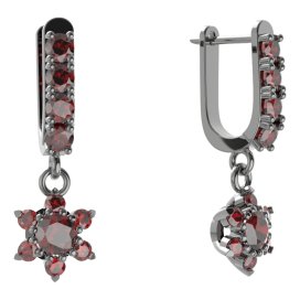 BG  náušnice 978 Stříbro 925 - ruthenium (30-90dní) Granát