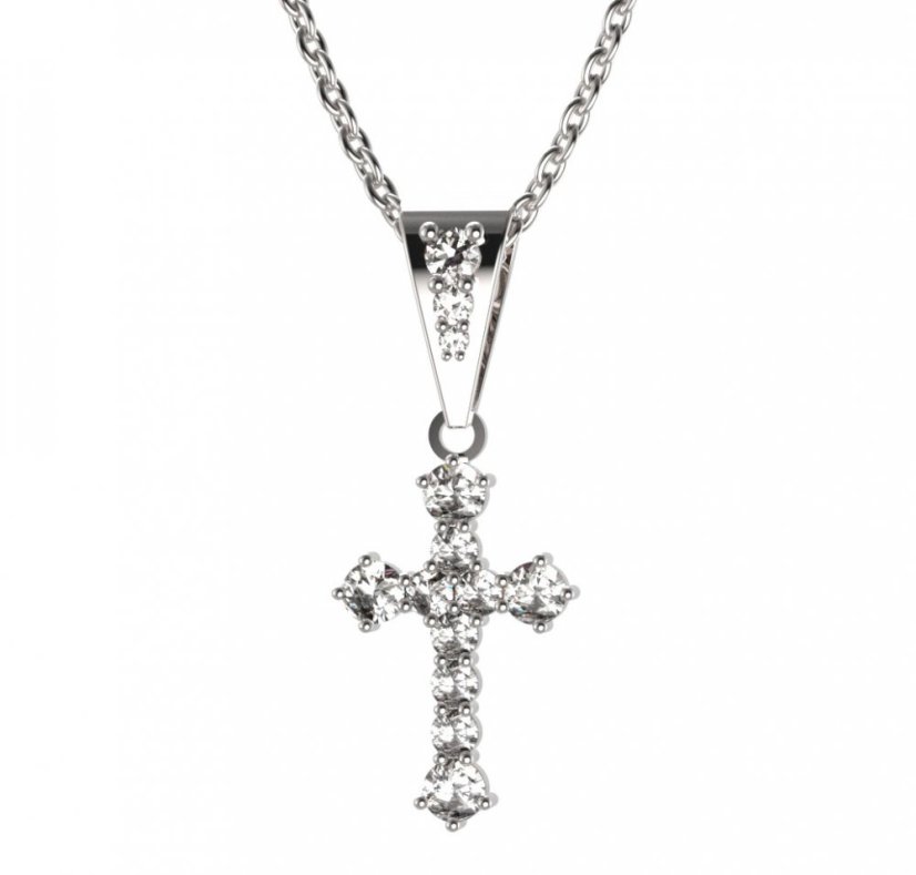 BG zlatý přívěšek křížek 256 Bílé zlato - 585 Diamant