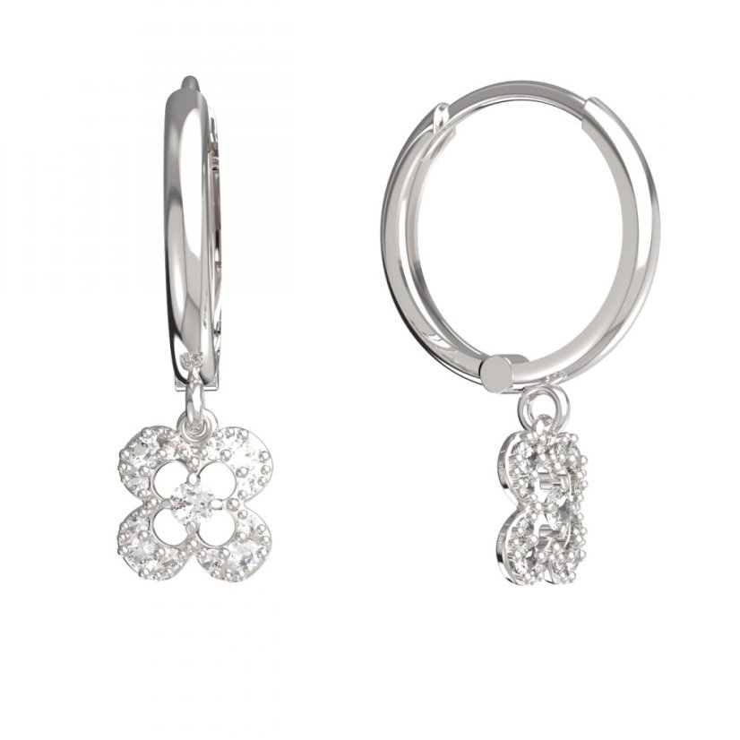 BeKid dětské náušnice čtyřlístek 830 Bílé zlato - 585 Diamant