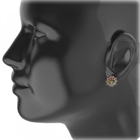 BG earring circular -  011 - Metal: Silver 925 - rhodium, Stone: Garnet