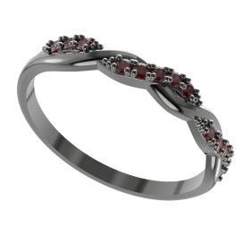 BG granátový  prstýnek 1148 Stříbro 925 - ruthenium (30-90dní) Granát