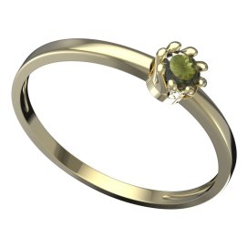 BG vltavínový prsten 554C Žluté zlato - 585 Vltavín