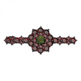 BG brož 011 Stříbro 925 - ruthenium (30-90dní) Vltavín a granát