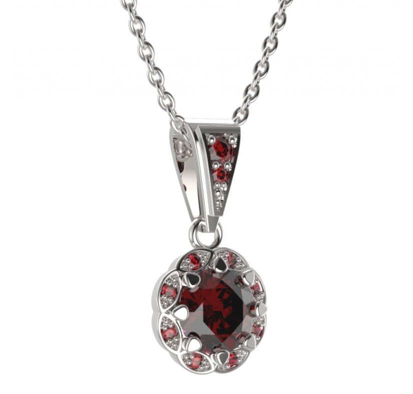 BG přívěs kulatý 993-1 Stříbro 925 - rhodium Granát
