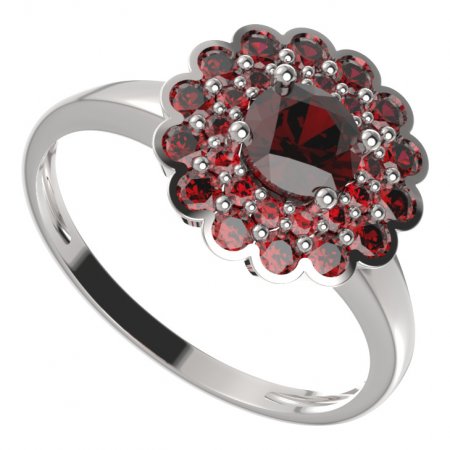 BG ring circular 463-I - Metal: Silver 925 - rhodium, Stone: Garnet