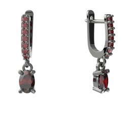 BG náušnice přírodní broušený granát   710: Stříbro 925 - ruthenium (30-90dní) Granát