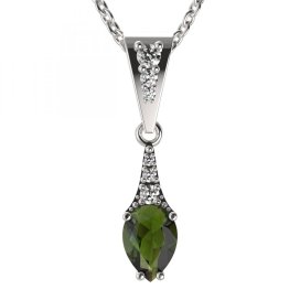 BG přívěs vsazen vltavín  637 Bílé zlato - 585 Vltavín a diamant