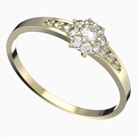 BG zlatý prstýnek 886 J Žluté zlato - 585 Diamant