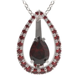 BG přívěs s centrálním kapkovitým kamenem 495-90 Stříbro 925 - rhodium Granát