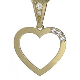 BG zlatý diamantový přívěšek srdíčko 1262 Žluté zlato - 585 Diamant lab-grown