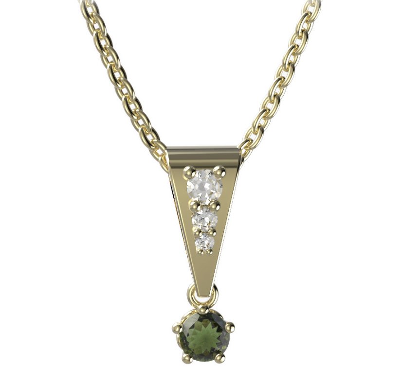 BG vltavín přívěšek 873 Žluté zlato - 585 Vltavín a diamant