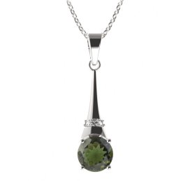 BG přívěs kruhového tvaru 474-C Stříbro 925 - rhodium Vltavín a  kubický zirkon