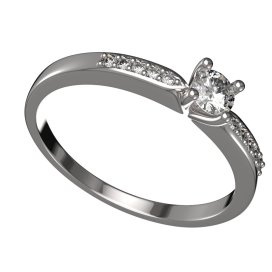 Zlatý prsten s diamantem, bílé zlato 585 – 1437 (ZD411437)