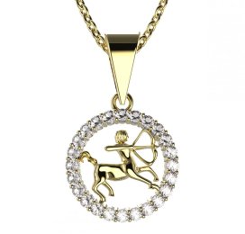 BG zlatý diamantový přívěšek Střelec 052 Žluté zlato - 585 Diamant lab-grown
